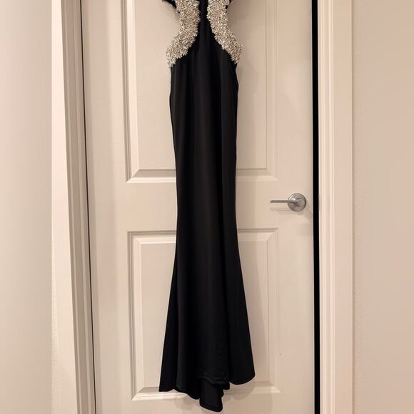 NWOT BRONX AND BANCO Camila Black Rhinestone Cutout Gown - Picture 10 of 16